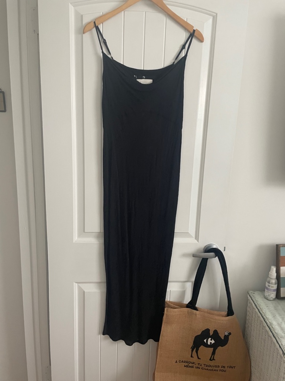 Anthropologie Elyse Bias Printed Midi Slip Dress Cowl Neck Black Size 4